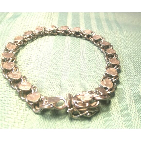 Vintage Sterling Silver Heart Link Bracelet by Airflex 1950s Jewelry 7.5" 13g - Picture 10 of 10
